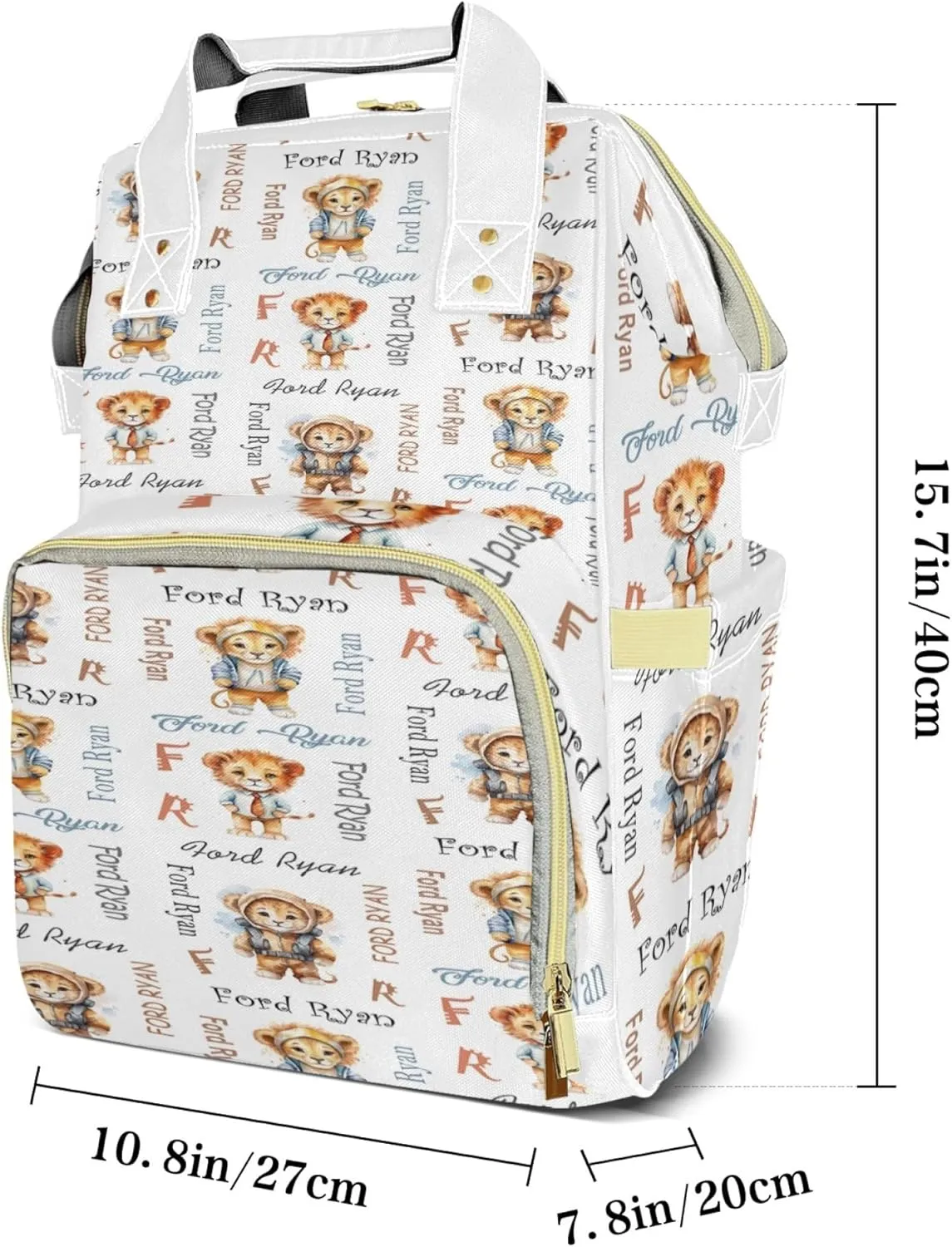 Personalized Diaper Backpack with Name, Custom Lion Baby Backpack Diaper Bag, Boy Girl Multifunctional Mommy Bag