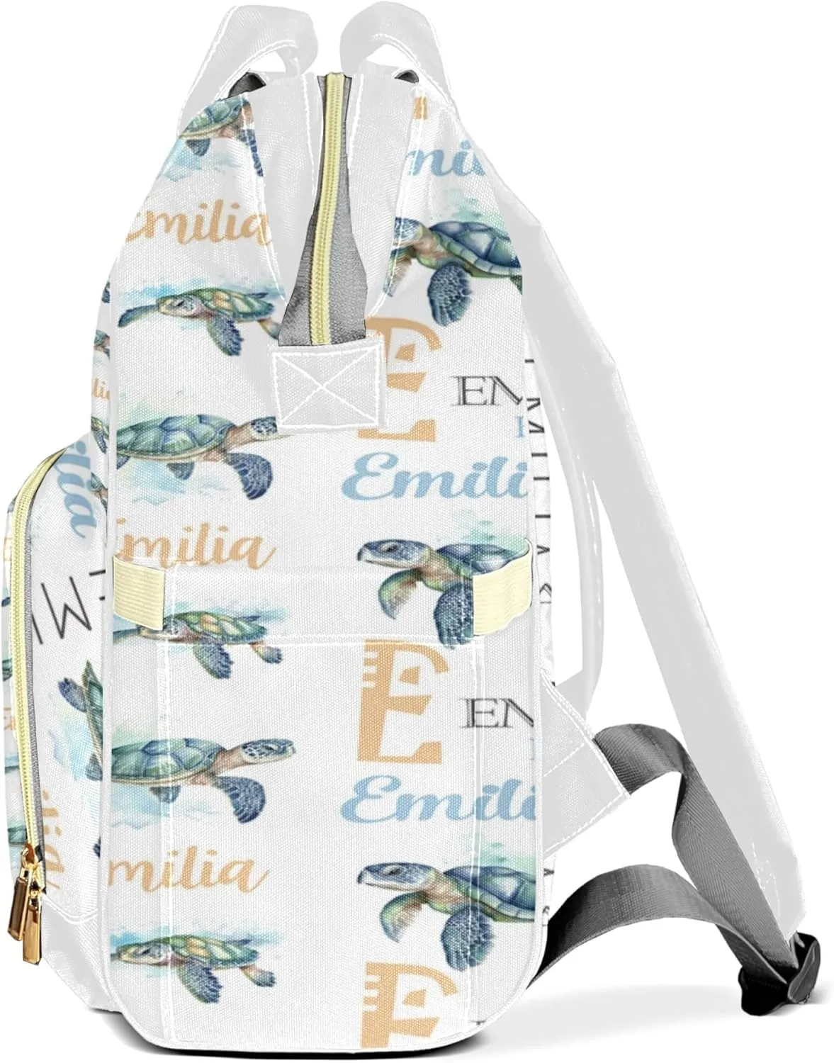 Personalized Diaper Backpack with Name, Custom Sea Turtle Baby Backpack Diaper Bag, Boy Girl Multifunctional Mommy Bag