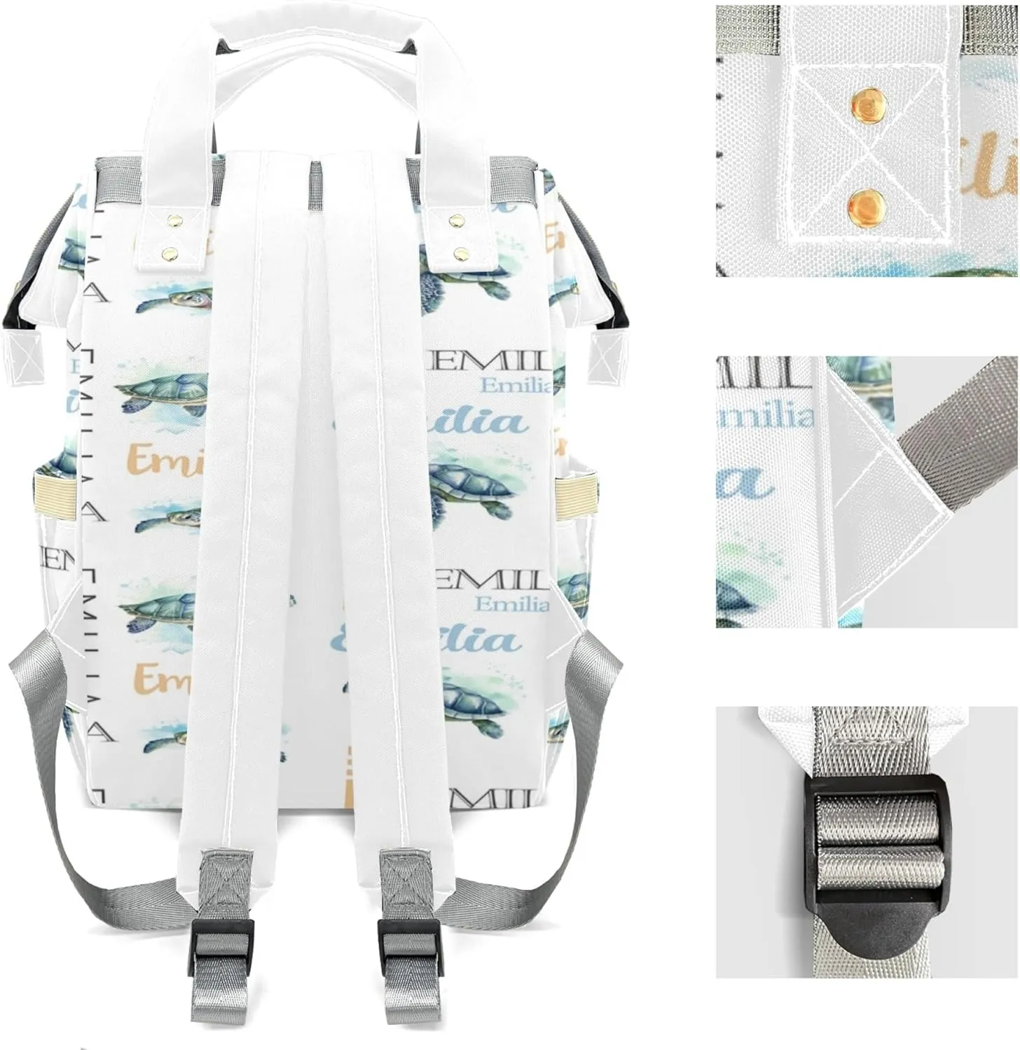 Personalized Diaper Backpack with Name, Custom Sea Turtle Baby Backpack Diaper Bag, Boy Girl Multifunctional Mommy Bag