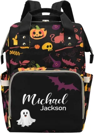 Personalized Diaper Bag Backpack for Women, Custom Name Nursing Mommy Daypack, Diaper Bag for Girls Boys, New Mom Dad Gifts (Bat)