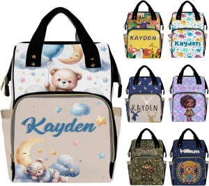 Personalized Diaper Bag Backpack with Name for Baby Boys, Custom Name Baby Bag for Boys Girls Toddler, Nursing Nappy Bag Travel Tote Bag Handbag Shoulder Bag Gifts for Mom Dad, Baby Shower Gifts