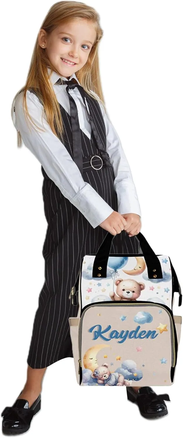 Personalized Diaper Bag Backpack with Name for Baby Boys, Custom Name Baby Bag for Boys Girls Toddler, Nursing Nappy Bag Travel Tote Bag Handbag Shoulder Bag Gifts for Mom Dad, Baby Shower Gifts