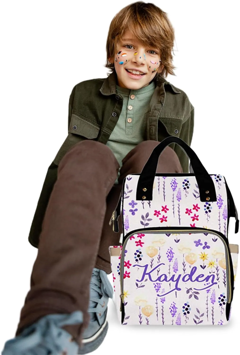 Personalized Diaper Bag Backpack with Name for Baby Girls, Custom Name Baby Bag Nursing Nappy Bag Travel Tote Bag Handbag Shoulder Bag Gifts for Mom Girl, Customized Kids Schoolbag, Baby Shower Gifts