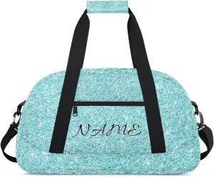 Personalized Duffle Bag, Custom Name Sport Gym Bag Weekender Overnight Bags Travel Duffel Bag, Blue Shiny