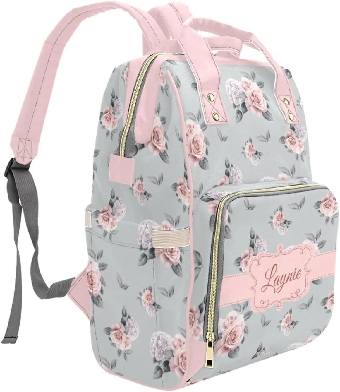 Personalized Floral Diaper Bag with Name for Girls, Custom Diaper Bag Backpack, Girl Diaper Bag, Baby Shower Gifts, Personalized Baby Bag, Multiuse Backpack, New Mom Gift