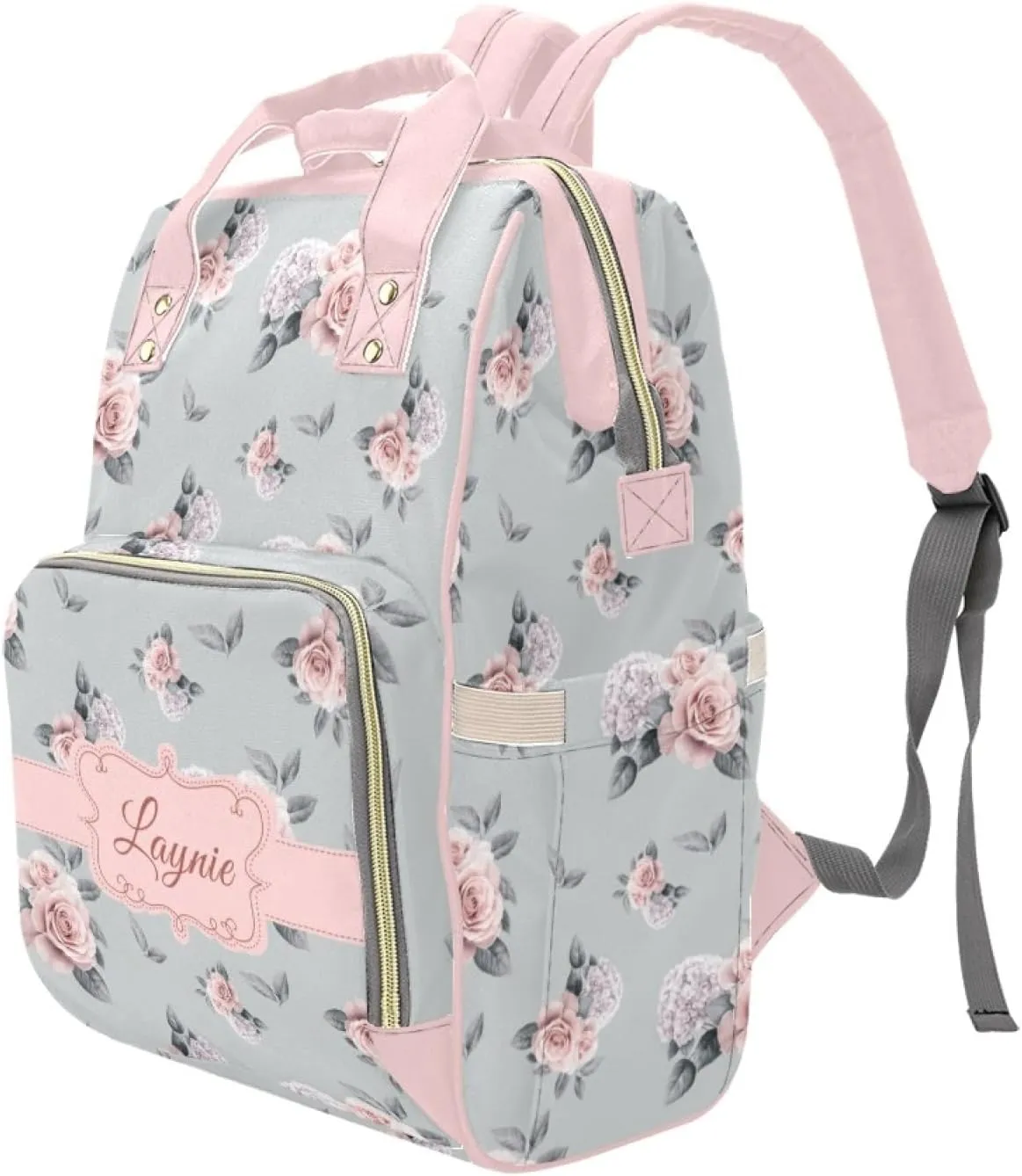 Personalized Floral Diaper Bag with Name for Girls, Custom Diaper Bag Backpack, Girl Diaper Bag, Baby Shower Gifts, Personalized Baby Bag, Multiuse Backpack, New Mom Gift