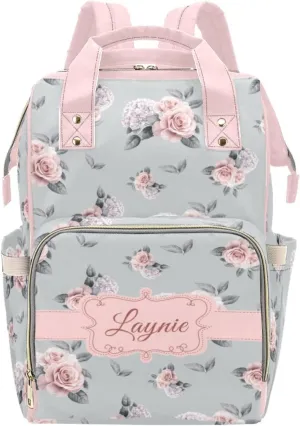 Personalized Floral Diaper Bag with Name for Girls, Custom Diaper Bag Backpack, Girl Diaper Bag, Baby Shower Gifts, Personalized Baby Bag, Multiuse Backpack, New Mom Gift