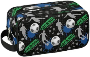 Personalized Toiletry Bag for Man Boy, Custom Cosmetic Bag Travel Makeup Bag Shaving Bag Make Up Bag Organizer Christmas Birthday Gift Soccer Boy Pattern