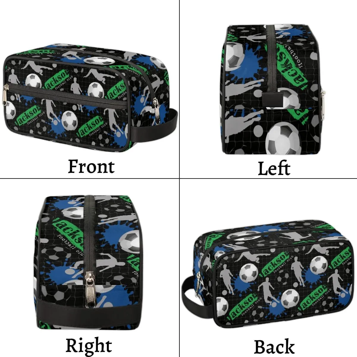 Personalized Toiletry Bag for Man Boy, Custom Cosmetic Bag Travel Makeup Bag Shaving Bag Make Up Bag Organizer Christmas Birthday Gift Soccer Boy Pattern
