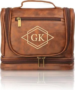 Personalized toiletry Bag for Men, Father's Day Gifts, Custom Engraved Leather Toiletry Organizer, Waterproof Dopp Kit & Gifts for Dad, Husband, Groomsmen