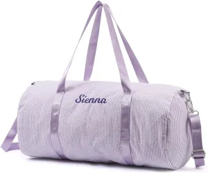 Personalized Travel Duffel Bag with Name - Custom Name Oxford Cloth Gym Bag with Shoes & Wet Pockets Sport Bag Weekender Overnight Bag for Traveling for Women Gift for Christmas Groomsman Brides