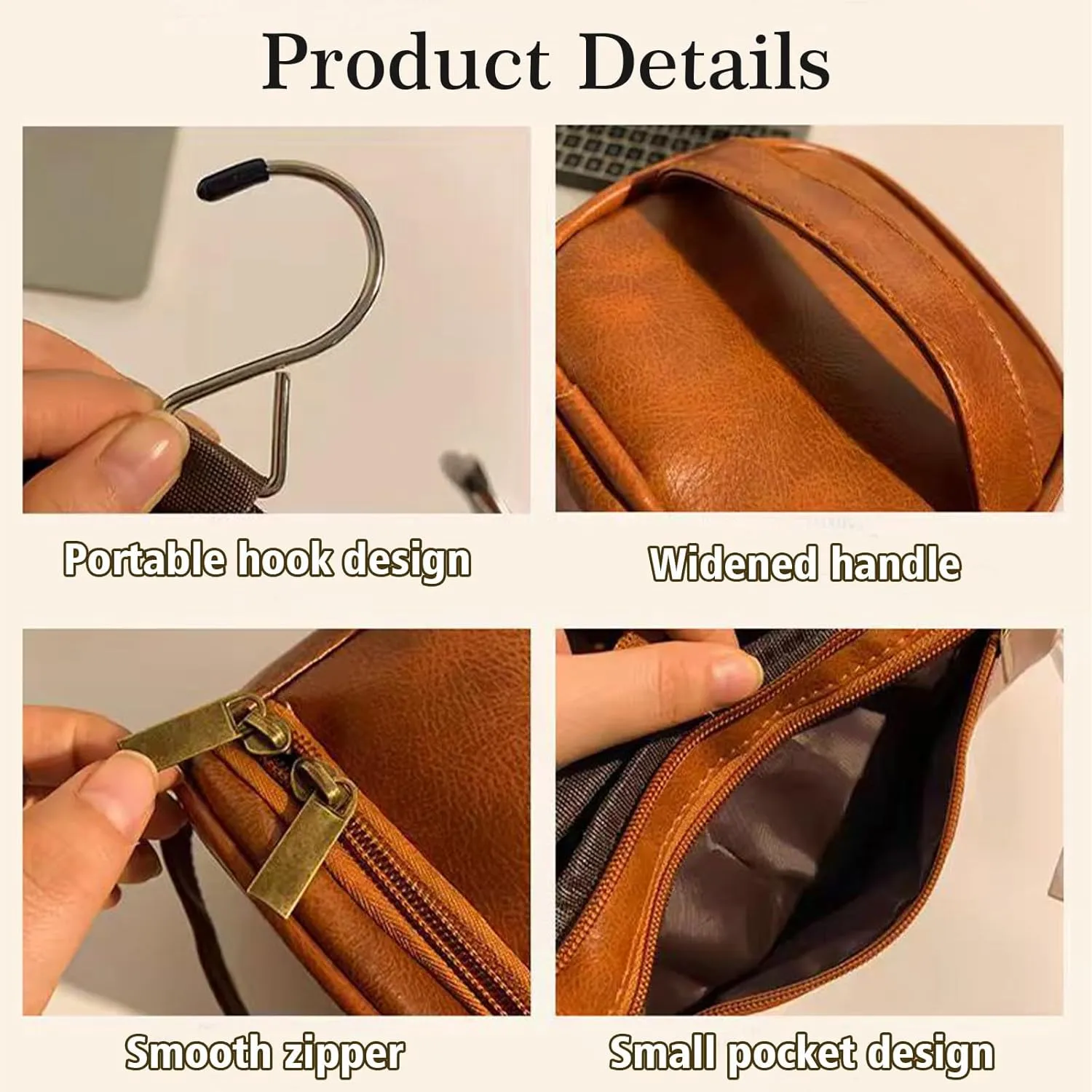 Personalized Travel Toiletry Bag for Men Custom Leather Toiletry Bag with Engraved Name Initials Hanging Toiletry Bag Personalized Gifts for Men Dad Fathers Day Groomsmen Husband (Light Brown)