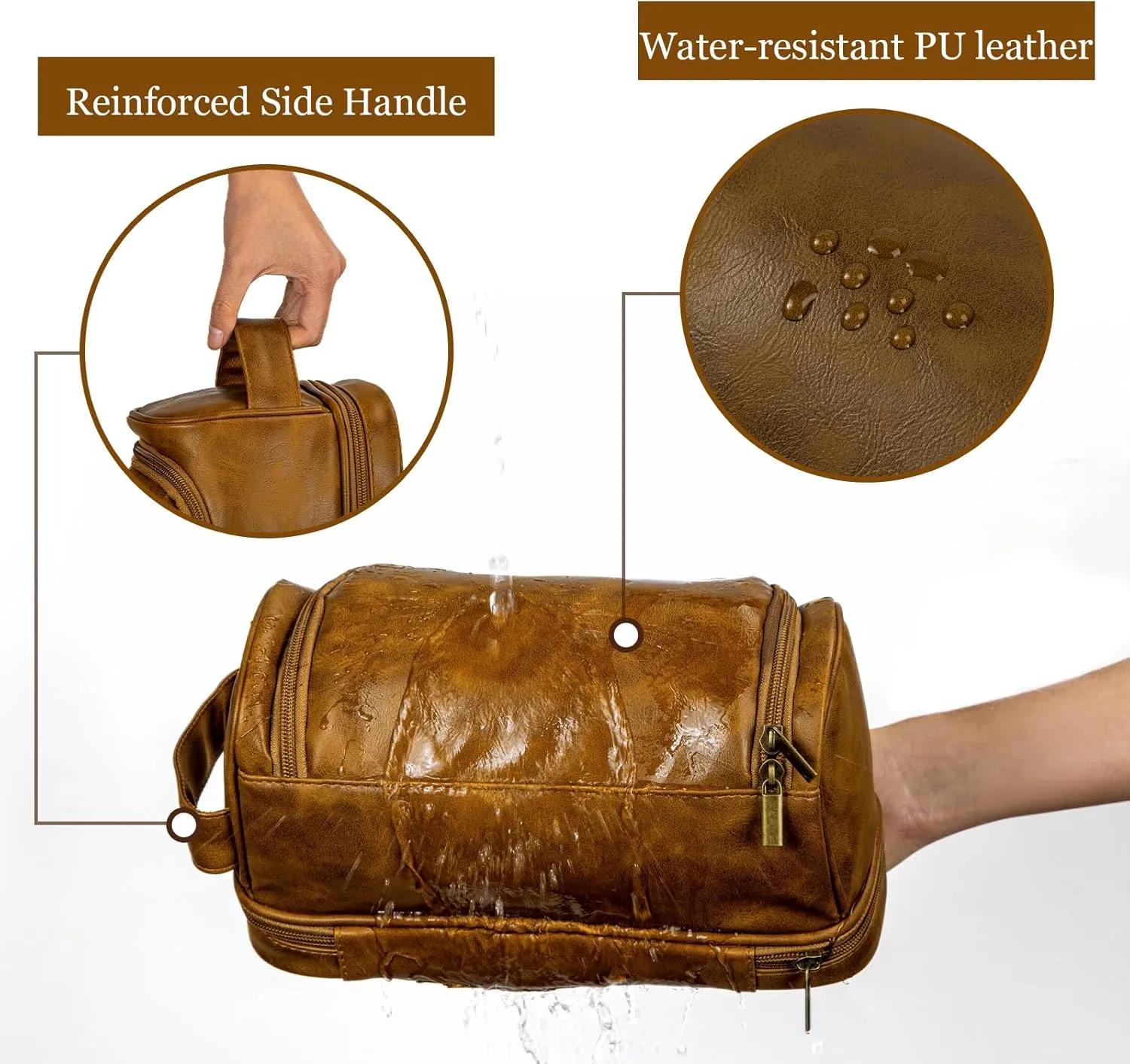 Personalized Travel Toiletry Bag for Men, Large Water-resistant Shaving Bag, PU Leather Dopp Kit, Multi-functional and Stylish, Customized Gift for Groomsmen, Anniversary, Birthday