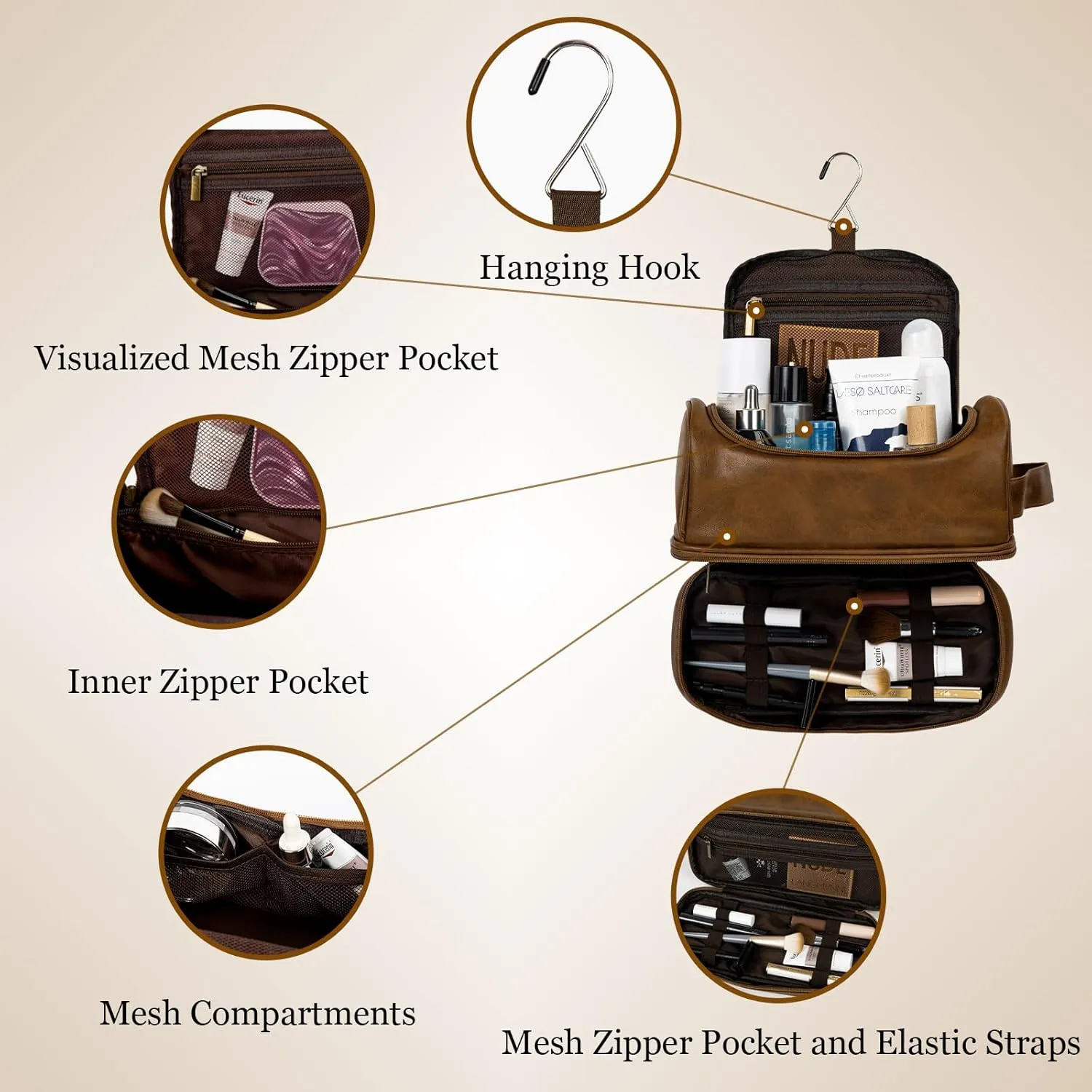 Personalized Travel Toiletry Bag for Men, Large Water-resistant Shaving Bag, PU Leather Dopp Kit, Multi-functional and Stylish, Customized Gift for Groomsmen, Anniversary, Birthday