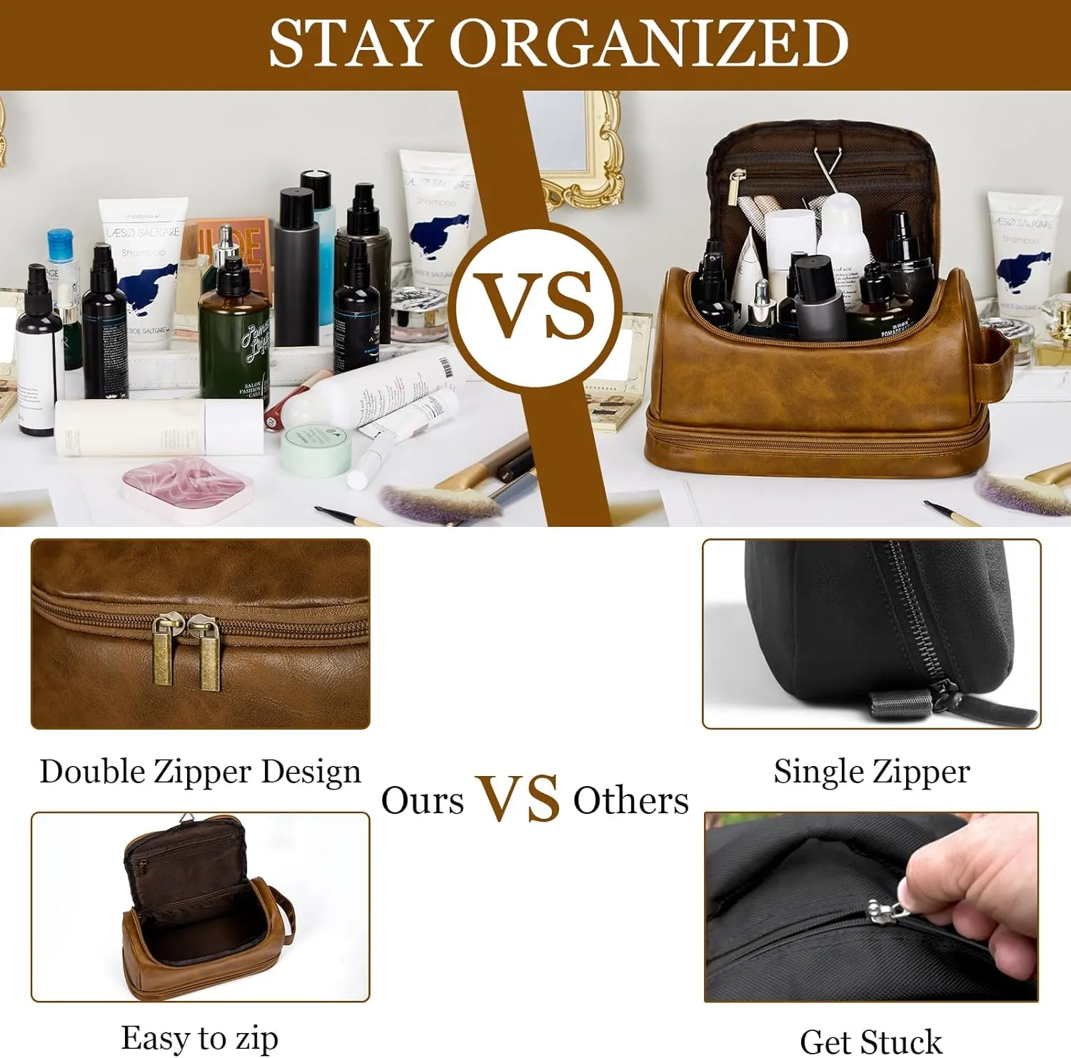 Personalized Travel Toiletry Bag for Men, Large Water-resistant Shaving Bag, PU Leather Dopp Kit, Multi-functional and Stylish, Customized Gift for Groomsmen, Anniversary, Birthday