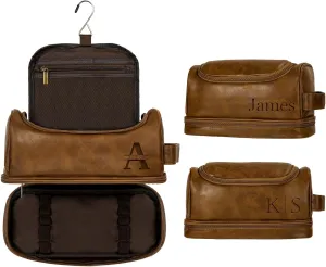 Personalized Travel Toiletry Bag for Men, Large Water-resistant Shaving Bag, PU Leather Dopp Kit, Multi-functional and Stylish, Customized Gift for Groomsmen, Anniversary, Birthday