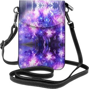 PHAYAH Glowing Flower Pile Small Crossbody Phone Bags For Women Leather Cell Phone Purse Wallet