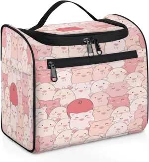 Piggy Pink Adorable Travel Hanging Toiletry Bag for Men and Women Makeup Organizer Travel Bathroom Bag Water-resistant Dopp Kit Shower Bag