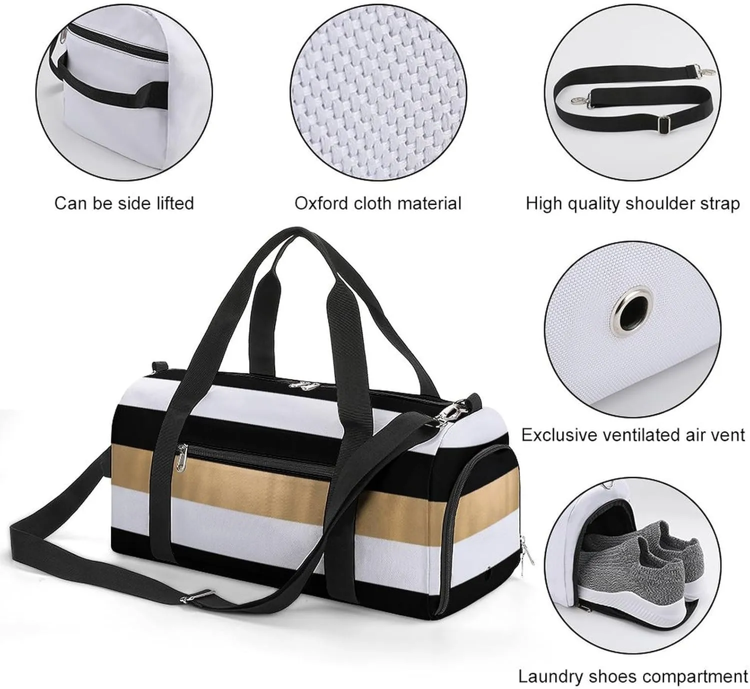 Pink Black Gray Argyle Portable Large Capacity Fully Printed Fitness Bag Unisex