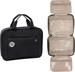 Pink Marine Travel Hanging Toiletry Bag for Women and Men, Luxury Cosmetics and Makeup Organizer with Full-Size Pockets, Waterproof Exterior, Hands-Free Hook, (Black, Medium)