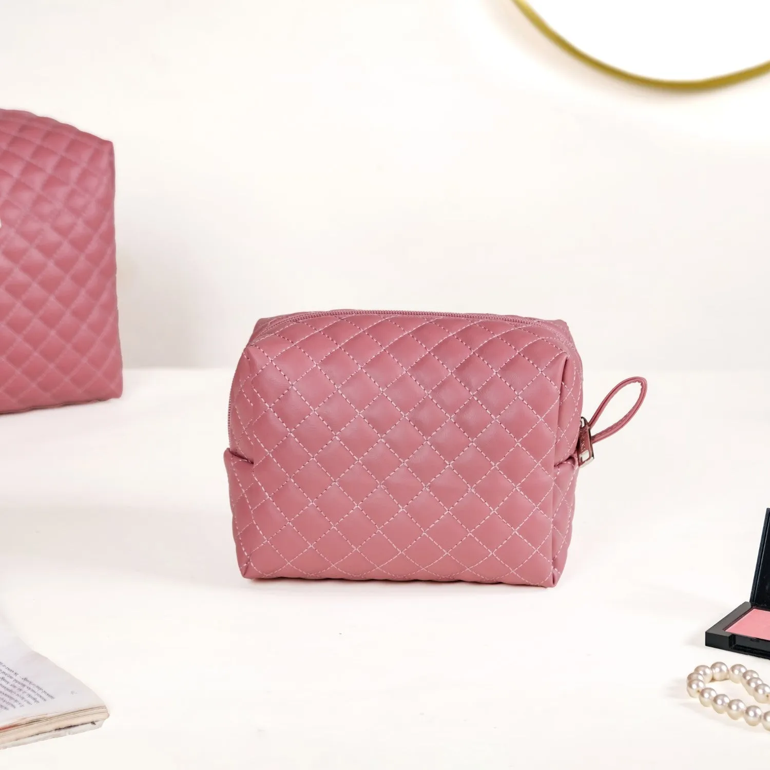 Pink Multipurpose Toiletry Bags Set Of 3
