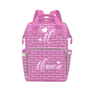 Pink White Love Diaper Bags Personalized Backpack Travel Customized Name Women Handbag Knapsack Tote Bag