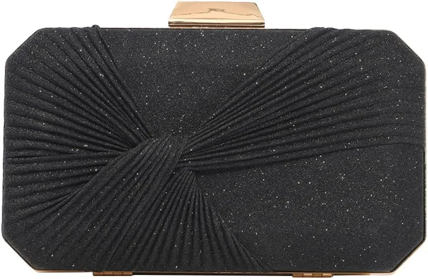 Pleated Evening Bag Sparkly Sequin Clutch Bag for Women Sparkly Handbag Bridal Wedding Purse Elegant Crossbody Bag