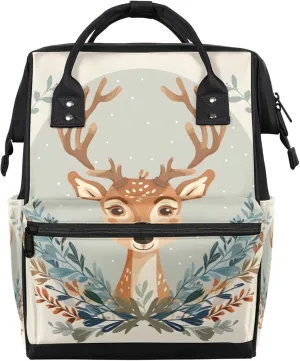 Plum Deer Leaf Watercolour Diaper Bag Mommy Bags With Adjustable Shoulder Strap Waterproof Multifunction Shoulder Bag Travel Large Capacity Backpack for Moms And Dads