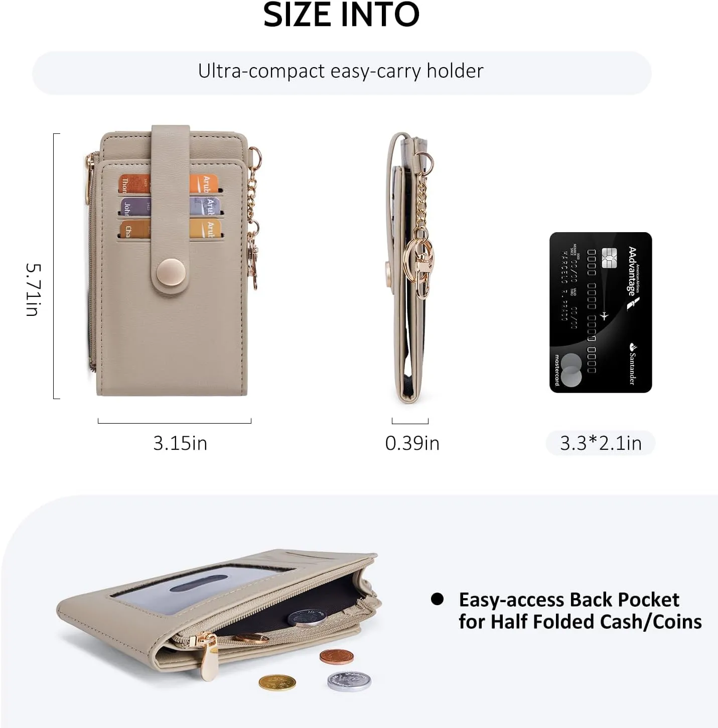 POIUGOYA Slim Wallet for Women,RFID Blocking Bifold Credit Card Holder with Zipper Coin Pocket,ID Window,Keychain