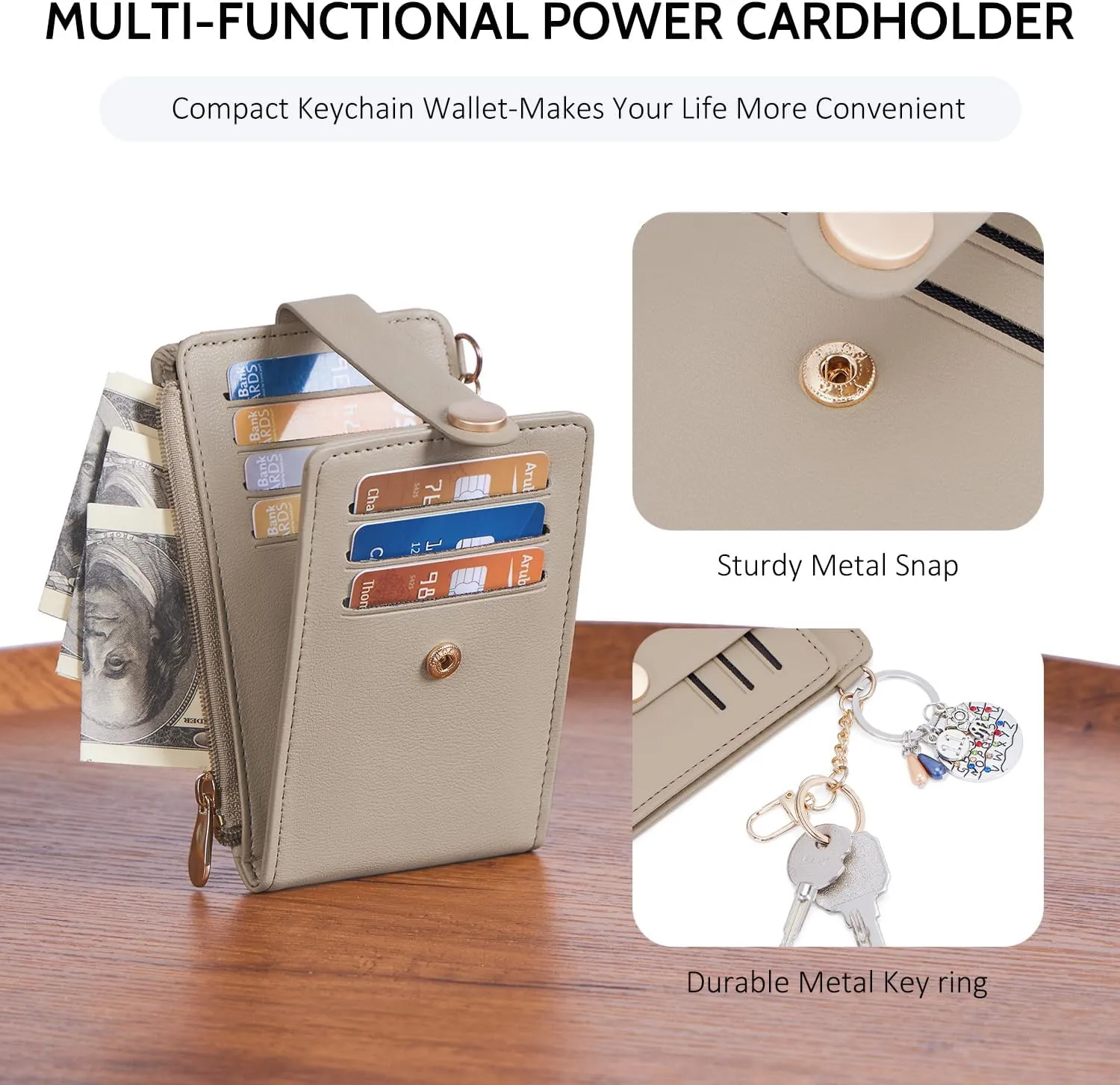 POIUGOYA Slim Wallet for Women,RFID Blocking Bifold Credit Card Holder with Zipper Coin Pocket,ID Window,Keychain