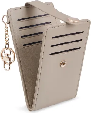 POIUGOYA Slim Wallet for Women,RFID Blocking Bifold Credit Card Holder with Zipper Coin Pocket,ID Window,Keychain