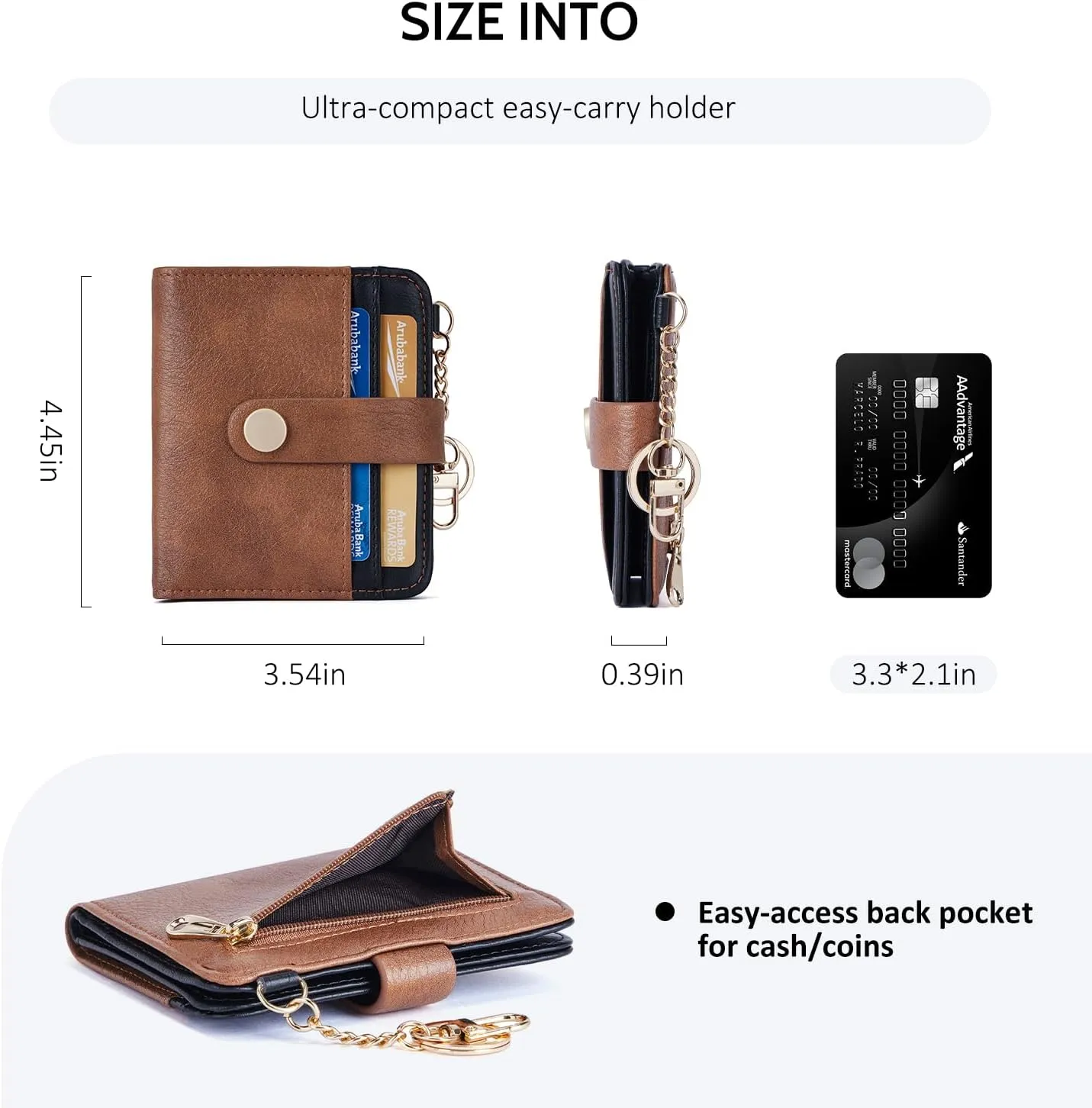 POIUGOYA Slim Wallet for Women,RFID Blocking Bifold Credit Card Holder with Zipper Coin Pocket,ID Window,Keychain