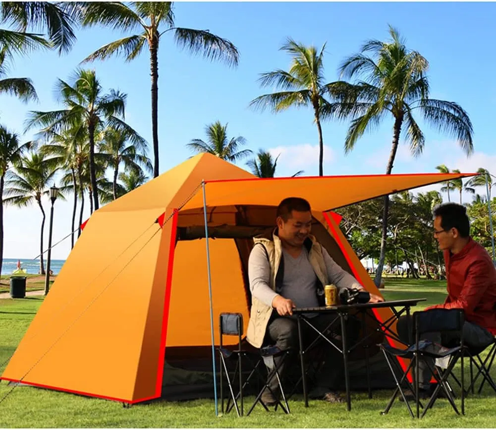 Pop Up Tent Family Camping Tent 3-4 Person Portable Tent Automatic Tent for Camping Hiking Mountaineering, Yellow