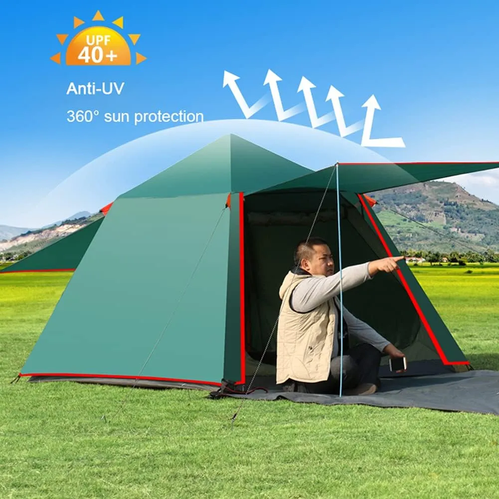 Pop Up Tent Family Camping Tent 3-4 Person Portable Tent Automatic Tent for Camping Hiking Mountaineering, Yellow