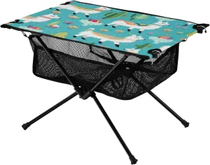 Portable Camping Table Foldable with Mesh Storage Lightweight Compact Camp Tent Side Table for Outside,Camping,Hiking,Tailgating,Alpaca