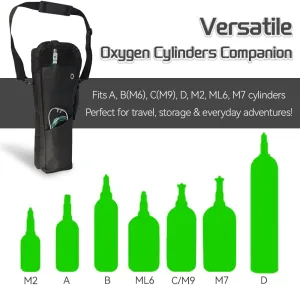 Portable Oxygen Shoulder Bag for A, B(M6), C(M9), D, M2, Ml6, M7 Size Oxygen Cylinders, Durable Oxford Material with Mesh Viewing Window, Portable Oxygen Tank Holder Bag for Travel, Storage, and Carry