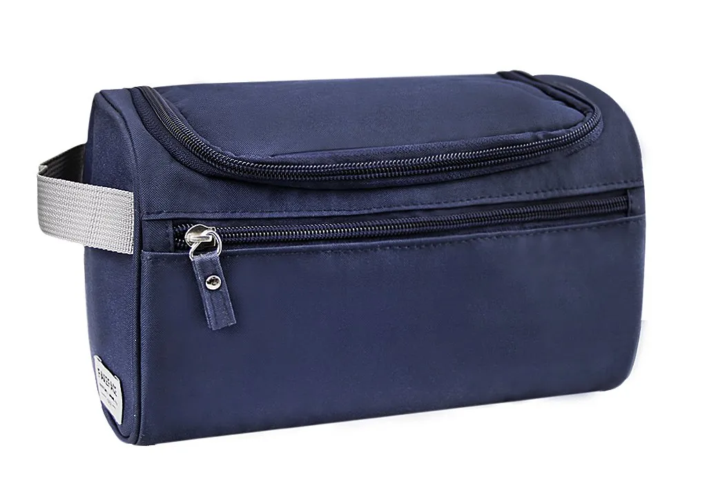 Portable Travel Cosmetic Makeup Bag Large Multi-layer Waterproof Zipper Toiletry Kit Bathroom Shower Wall Mount Hanging Toiletry Bag Case Caddy Organizer Storage Bag for Women&Men (Deep Blue)