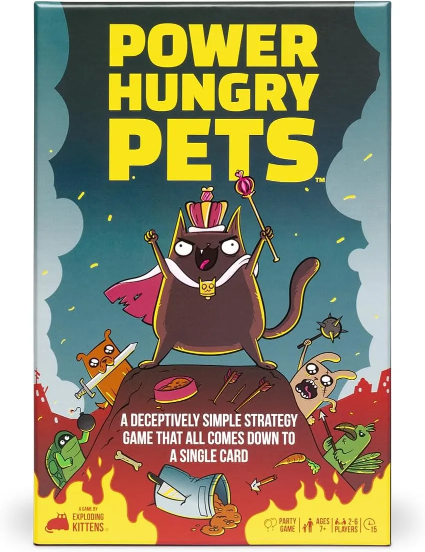 Power Hungry Pets by Exploding Kittens - 2-6 Players - Ages 7  - 15 Minutes to Play - Strategic and Simple Card Game - Ideal for Party, Family Game Night, Kids and Adults