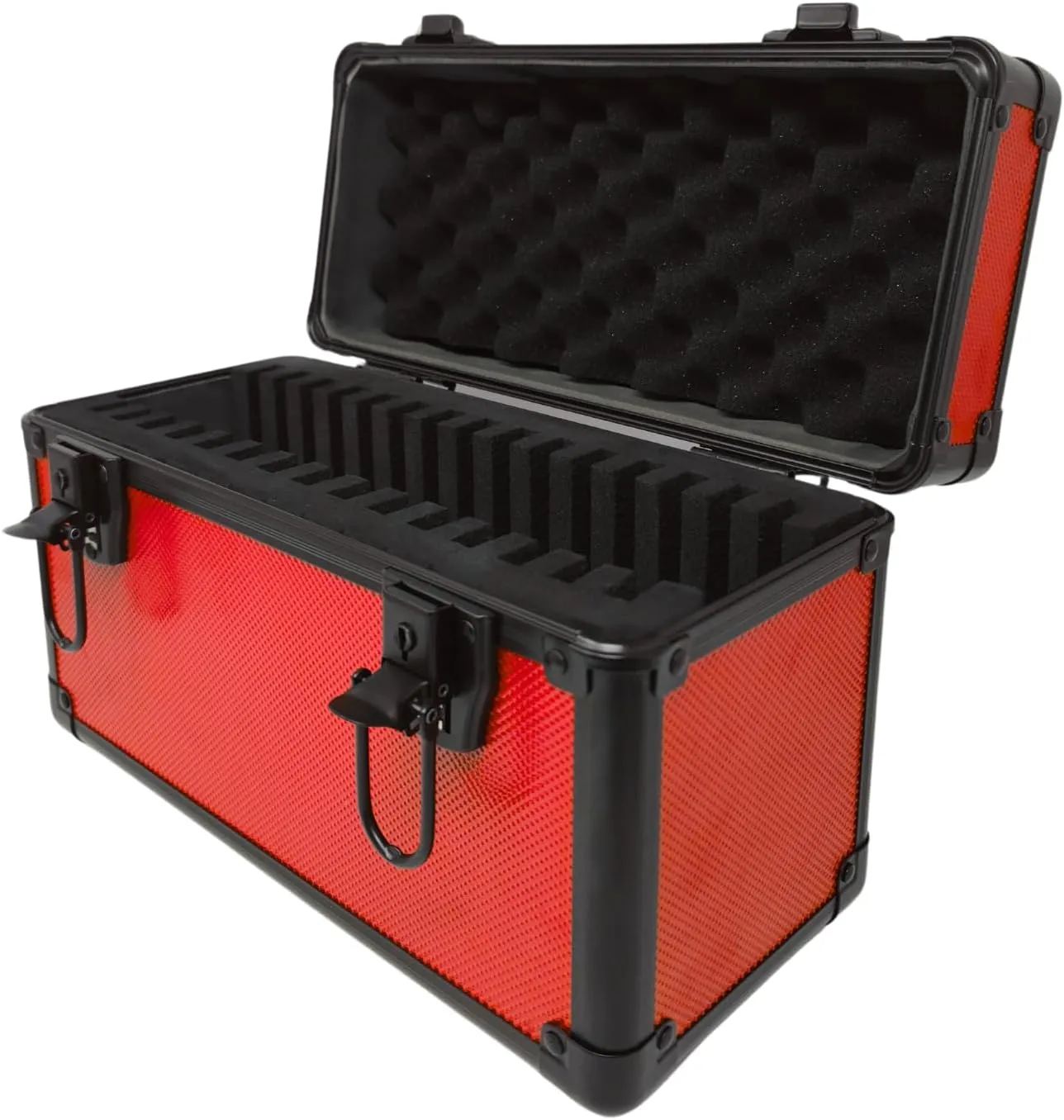 Precision Metal Slab Case – Holds 15 Graded Sports and Trading Cards – Durable Aluminum Storage Box for PSA, BGS, CGC Slabs – X-15 Red