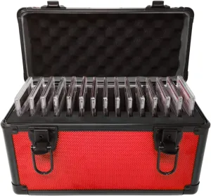 Precision Metal Slab Case – Holds 15 Graded Sports and Trading Cards – Durable Aluminum Storage Box for PSA, BGS, CGC Slabs – X-15 Red