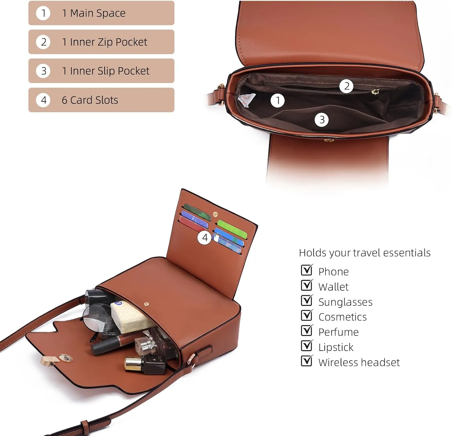 Prettyzys Crossbody Bag for Women，Trendy Small Shoulder Bag Phone Wallet Purse for Women