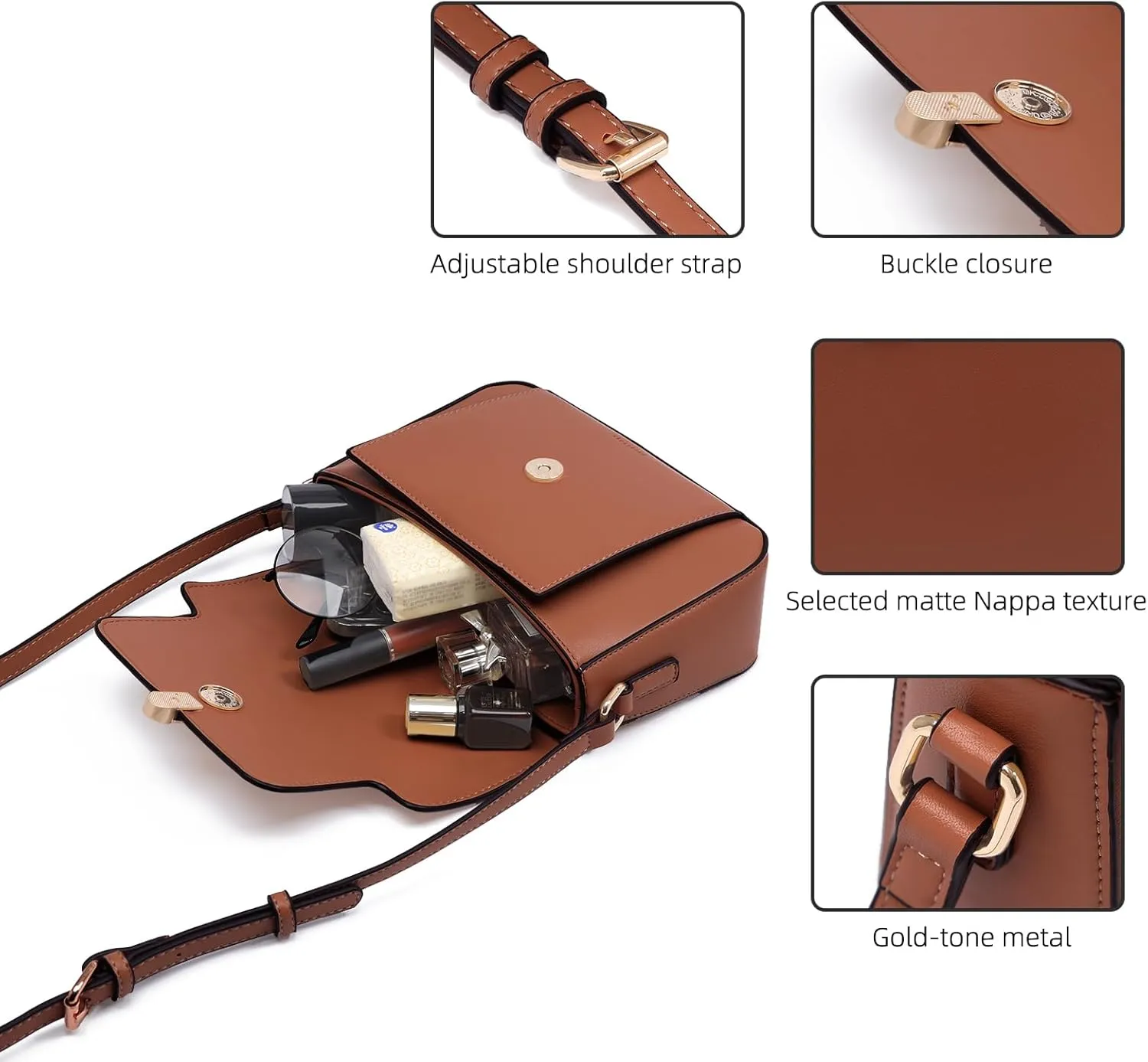 Prettyzys Crossbody Bag for Women，Trendy Small Shoulder Bag Phone Wallet Purse for Women