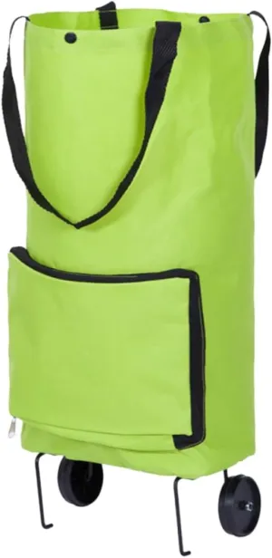 PRETYZOOM Foldable Grocery Cart with Wheels Collapsible Shopping Bag for Travel Camping and Laundry Capacity Trolley for Heavy Items Green