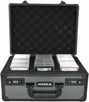 PREZA Graded Card Case - Slab Case for Graded Slabs - Premium Trading Card Storage Box with Upgraded Combination and Key Lock (Large)
