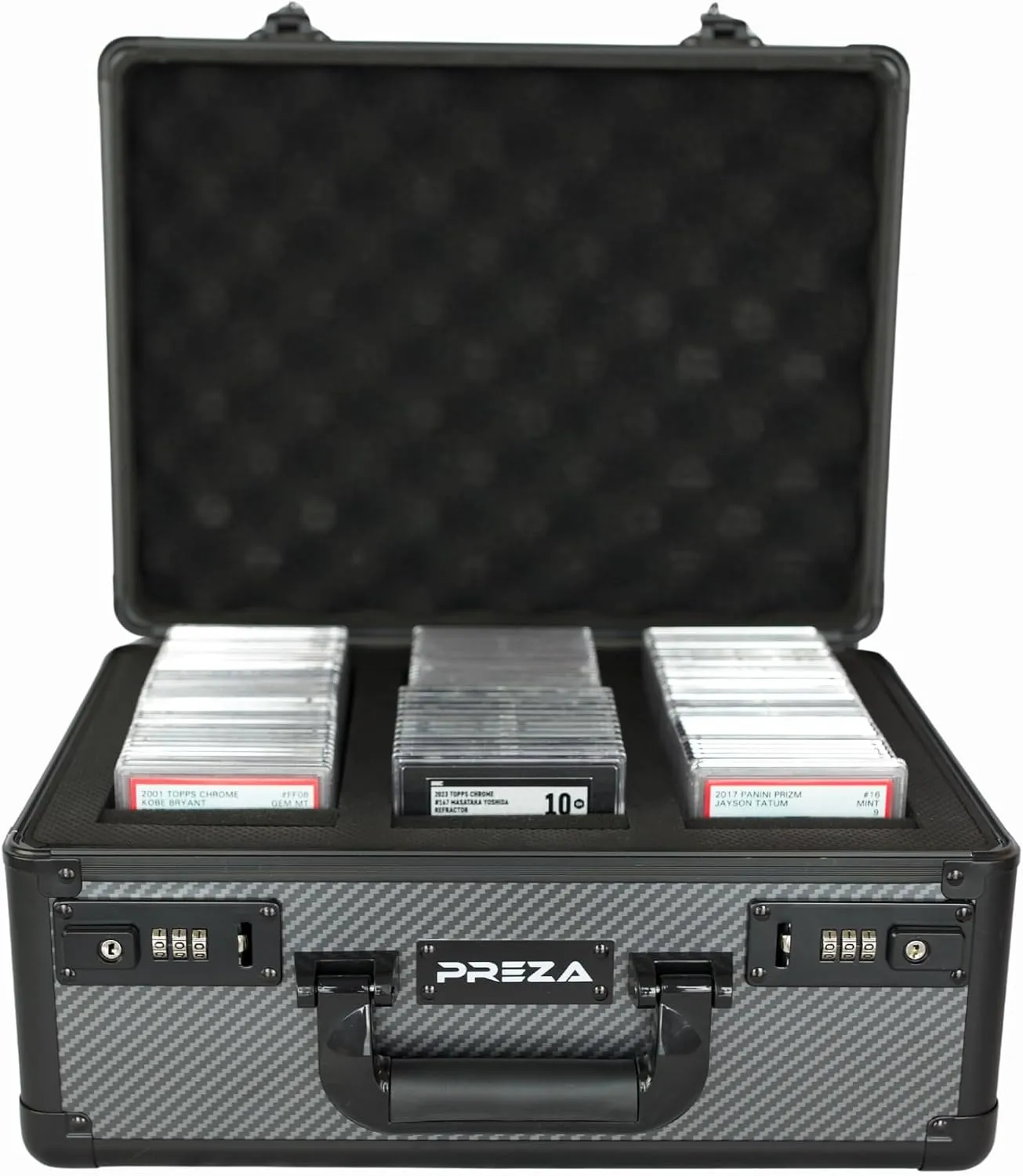 PREZA Graded Card Case - Slab Case for Graded Slabs - Premium Trading Card Storage Box with Upgraded Combination and Key Lock (Large)