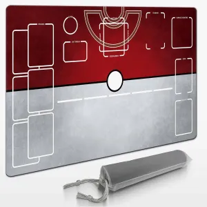 Professional PTCG playmat for 1-Player Trainer - 24x14 inches with 31 Damage counters and Storage Bag - Perfect for mat, and ptcg Board Game (Red)