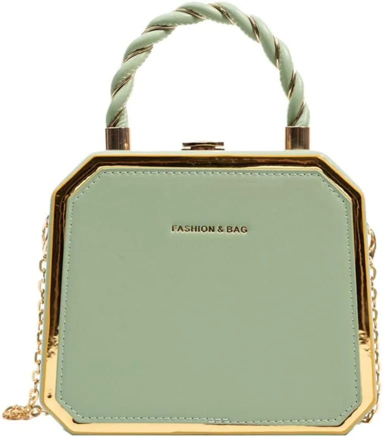 PU Leather Small Square Box Clutch Top Handle Crossbody Shoulder Purse Party Evening Bag for Women