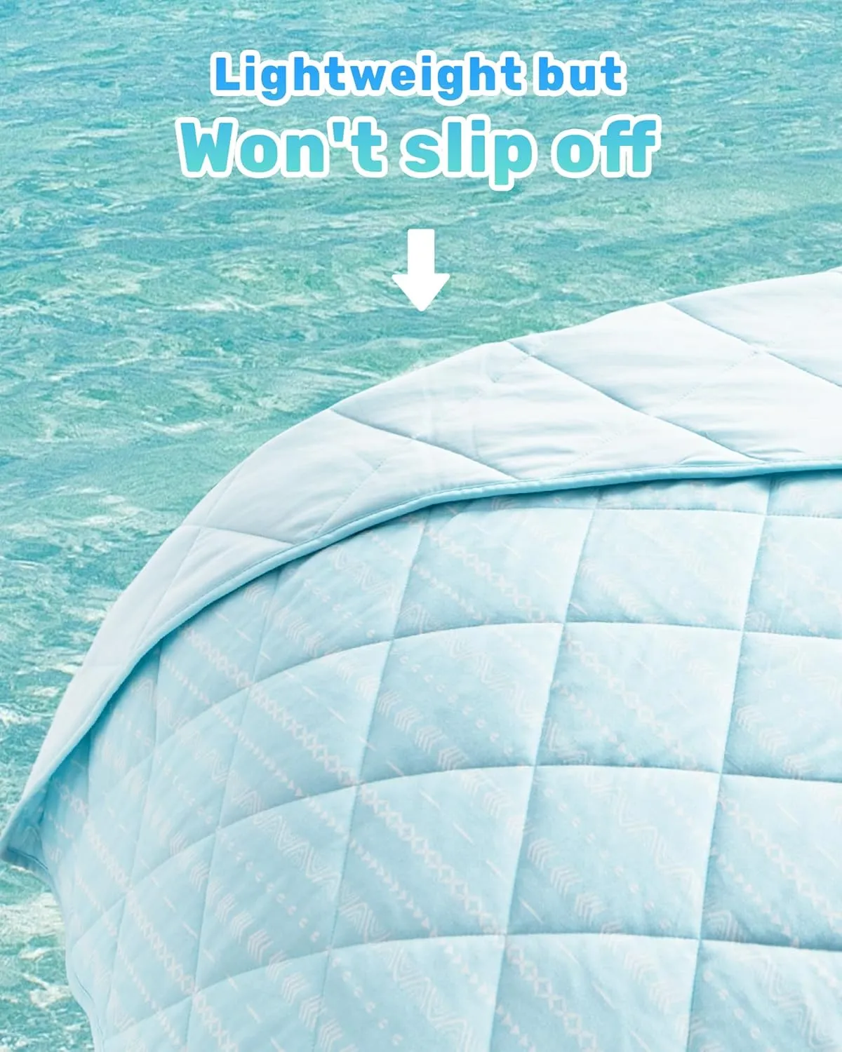 puredown® Ice Cooling Throw Blanket - High Q-Max 0.48 Cool to The Touch, Soft Summer Printed Blanket for Hot Sleepers, All Season Lightweight Couch Throws, Light Blue, 50" x 70"