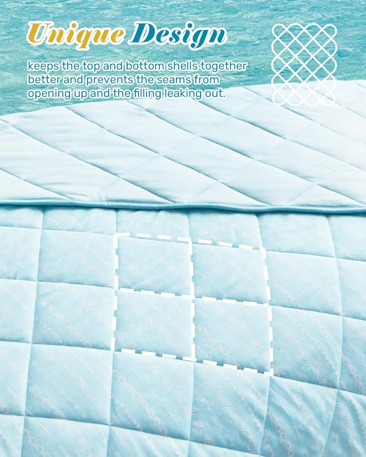 puredown® Ice Cooling Throw Blanket - High Q-Max 0.48 Cool to The Touch, Soft Summer Printed Blanket for Hot Sleepers, All Season Lightweight Couch Throws, Light Blue, 50" x 70"