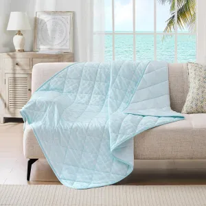 puredown® Ice Cooling Throw Blanket - High Q-Max 0.48 Cool to The Touch, Soft Summer Printed Blanket for Hot Sleepers, All Season Lightweight Couch Throws, Light Blue, 50" x 70"